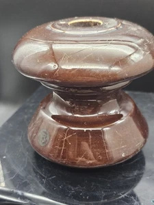 Ceramic Porcelain Insulator Brown Shackle  4" - Picture 1 of 5