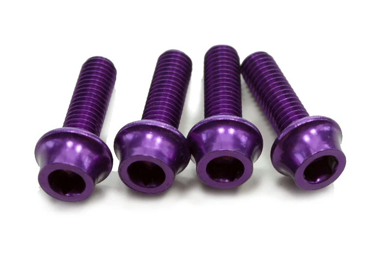 4 OMNI Racer WORLDS LIGHTEST Bicycle Bottle Cage Bolts Bolt Set: M5x15mm PURPLE - Image 1 of 3