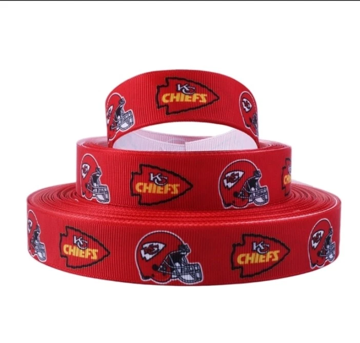 7/8 INCH 22mm Chiefs GROSGRAIN RIBBON Hair Bow Supplies 1062644 Kansas City - Image 1 of 1