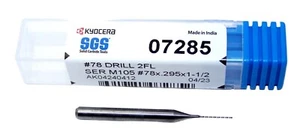 07285 Kyocera SGS #78 Hartmetallbohrer 2 Flöten 0,0160 Zoll Durchmesser 0,295 Zoll Flöte - Bild 1 von 3