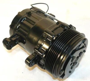 Black Mini AC Compressor Sanden SD-7 Style Serpentine Pulley 6-Groove - Picture 1 of 1