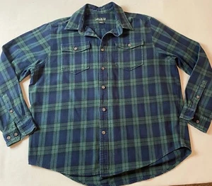 Camisa de franela Eddie Bauer para hombre talla XL azul verde mezcla de algodón - Imagen 1 de 6