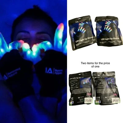 2x beleuchtete Bekleidung Kinder LED leuchtende blinkende Handschuhe 8-13 Jahre