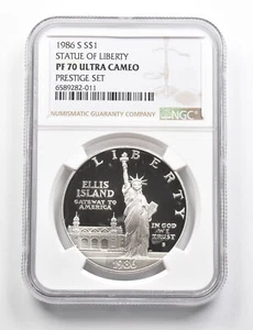PF70UCAM 1986-S Statue Of Liberty Commemorative Silver $1 Prestige Set NGC *9836 - Picture 1 of 3