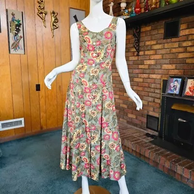 Vestido de Colección Años 90 Grunge Mall Rat Express Girasol Botón Frontal Midi Country S/M Foto 1 de 4