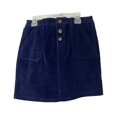 Girl's Size 8 Micro-Corduroy Skirt Joe Fresh Blue Short Button Close Pockets - Image 1 of 4
