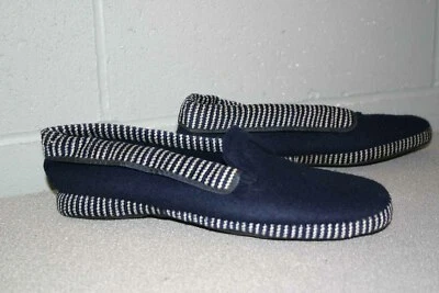 NOS Sz 10 Slippers Vtg 60s RARE Mens Goldberg Wool Rayon Blue Smoking Shoe Moc - Image 1 of 4