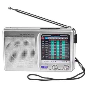 Baiajiali Multifunction Compact KK9 9-Band AM/FM/SW1-7 Transistor Radio - Silver - Picture 1 of 6