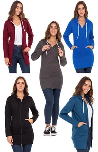Women's Casual Zip Up Long Hoodies Coat Pocket Jacket & Sweatshirt Outerwear Dre - Picture 1 of 37