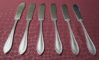SHERATON 6 Butter Knives or Spreaders Silverplate 1917 No Monograms          G - Image 1 of 4