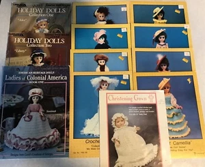 Lot Of 11 Crochet Dress Patterns for 15” Bed Dolls Holiday Dolls, Ladies of Co - Picture 1 of 13