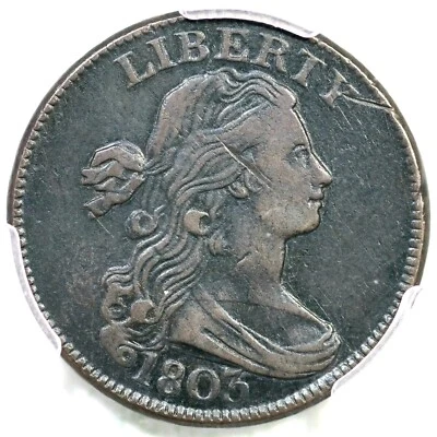 Moneda de centavo grande busto drapeado fracción Lg 1803 S-265 R-4 graduación profesional detalles XF fecha Lg Foto 1 de 3