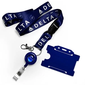 Delta Airlines Logo Dye Sublimation Lanyard Set - Picture 1 of 1