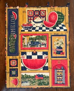 Watermelon Quilt Tapestry, Watermelon Valence, Handmade Watermelon Wall Quilt - Picture 1 of 18