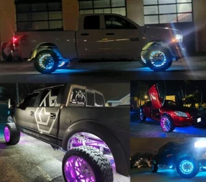 4Rings 17.5"Bluetooth APP Remote CHASING Flowing Trucks LED Wheel Rim Lights Set - Picture 1 of 20