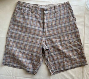 J Crew Factory Shorts Herren 33 mehrfarbig kariert Leinen Baumwolle Kordelzug - Bild 1 von 7