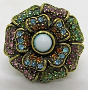 Heidi Daus Floral Ring Cabochons and Turquoise Size 8  - Picture 1 of 10