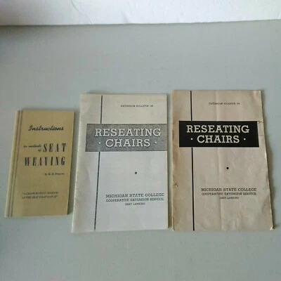 Lot Of 3 Booklets Seat Weaving By H.H. Perkins Reseating Chairs By Gertude Reid - Image 1 of 4