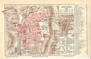 Carta geografica antica GERUSALEMME pianta JERUSALEM 1890 Old antique map - Foto 1 di 1