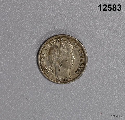 1899 BARBER DIME XF SMALL OBVERSE & REVERSE PIN DAMAGE #12583 Cover