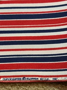 Vintage 70s Klopman Mills Canvas 44x82 Red White Blue Stripe Nautical Patriotic - Picture 1 of 7