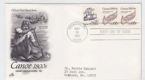 TurtlesTradingPost-  Canoe- Transportation Series #2453 1991 FDC Artcraft Cachet - Picture 1 of 1