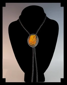 Handcrafted Sterling and Bumblebee Jasper Bolo - Picture 1 of 7