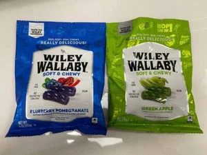 8 Bags Wiley Wallaby Green Apple Blueberry Pomegranate Licorice Soft Vegan Candy - Picture 1 of 5