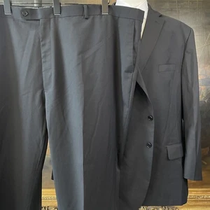 Linea Uomo 60R 56 x 30 2 Piece Black 100% Wool Executive Fit 2 Button Suit - Picture 1 of 14