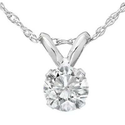 1/3 Ct Round Real Diamond Solitaire Pendant Necklace in 14k White Or Yellow Gold - Image 1 of 4
