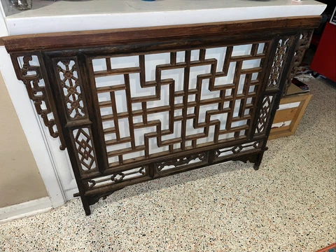 Antique Ornate Carved Salvage Wooden Wall Panel Headboard Folk Arts Crafts Style Cover