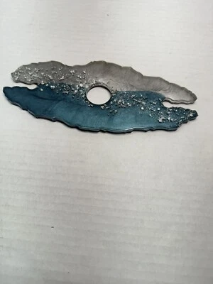 Portavasos/carrito de vino azul transparente mezclado con brillo azul plateado azul Foto 1 de 4