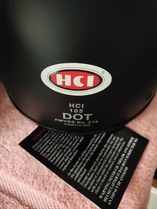 HCI 105 Polo Style Motorcycle Half Helmet Matt Black DOT Size SMALL - Afbeelding 1 van 4