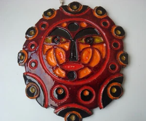 Ancien masque soleil sculpture murale signée FM 1973 à identifier ?  - Imagen 1 de 6