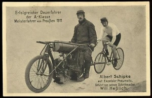 1911 Motorcycle Bicycle Motor Pace ~ Excelsior Tire Advertising Postcard - Picture 1 of 2
