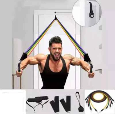 Conjunto de 10 bandas de resistência para exercícios em casa | Até 100 libras | Fitness, ioga, cruz - Imagem 1 de 2