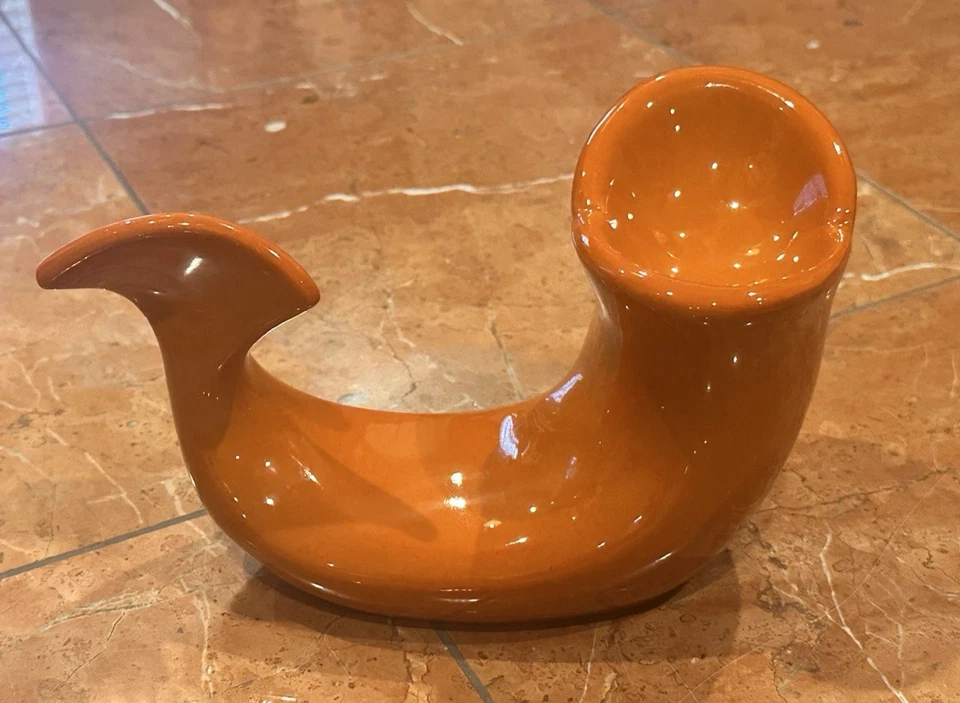 VOHANN OF CALIFORNIA MCM 1970S LARANJA CERÂMICA BALEIA SABONETEIRA TOALHA SUPORTE EXCELENTE ESTADO USADO - Imagem 1 de 4