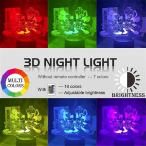 Mickey Minnie Night Light LED Bedside Lamp Decoration 16 Colors Remote Control - Picture 1 of 10