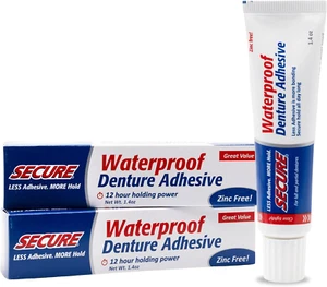 Waterproof Denture Adhesive - Zinc Free - Extra Strong 12 Hour Hold - 1.4 Oz - Picture 1 of 7
