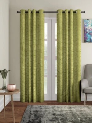 Juego de 2 cortinas de ventana boho con ojal estampado verde 5 7 8 9 pies Foto 1 de 4