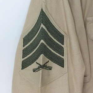 Orig 1970 Ära USMC Militär khaki hellbraun Langarm Button Down Hemd und Hose - Bild 1 von 13
