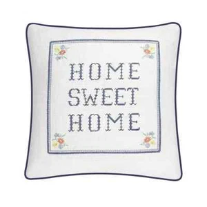 Home Sweet Home Cross-Stitch Embroidered Home Decor Throw Pillow by Sonoma NEW - Picture 1 of 2