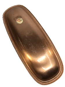 Coppersmith Serving Tray Platter Solid Hammered Copper Oblong Ribbed Edge MCM - Picture 1 of 7