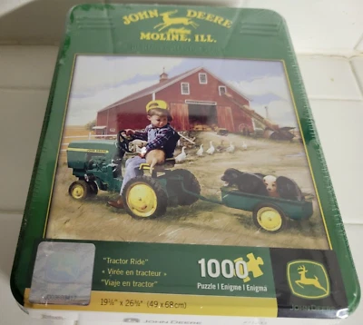 John Deer "Tractor Ride" 1000 Piece Puzzle in Tin New Sealed 19"x26" - Изображение 1 из 4