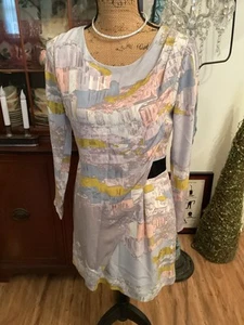 Twinkle By Wenlan Silk Dress 6, Grey Pastel Print 100% Silk, Gorgeous! - Picture 1 of 4