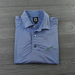 FootJoy Polo Shirt Mens XL Blue White Striped Fishers Island Golf Club *HOLE* - Picture 1 of 10