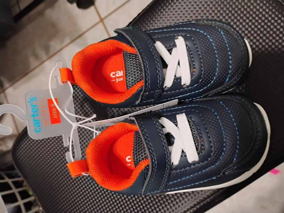 Baby Boy Shoes Size 4 Carter’s Navy Blue and Orange - Image 1 of 1