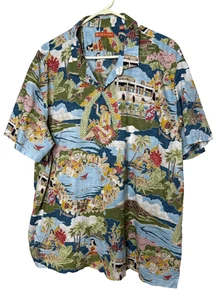 Tori Richard SS Lurline Matson Lines Boat Day Hawaiian Aloha Shirt Hula Girl 3XL - Picture 1 of 12