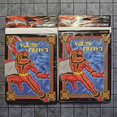 90's Fun Mighty Morphin Power Rangers Kids Party Invitations [2pks Of 8] SEALED - Image 1 of 2