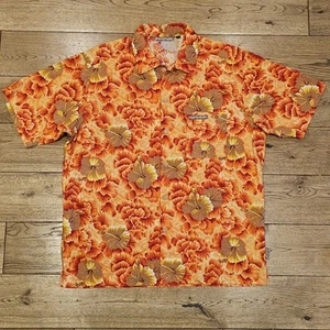 Camisa Quicksilver Para Hombres Talla M Hawaiana Floral Playa Vacaciones Camisa Rojo Naranja - Imagen 1 de 9
